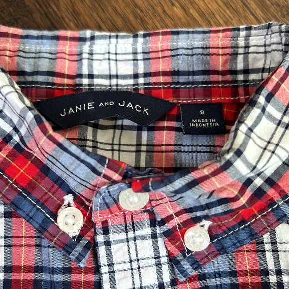 Janie and Jack button down plaid dress shirt. Size 8 - Picture 3 of 3